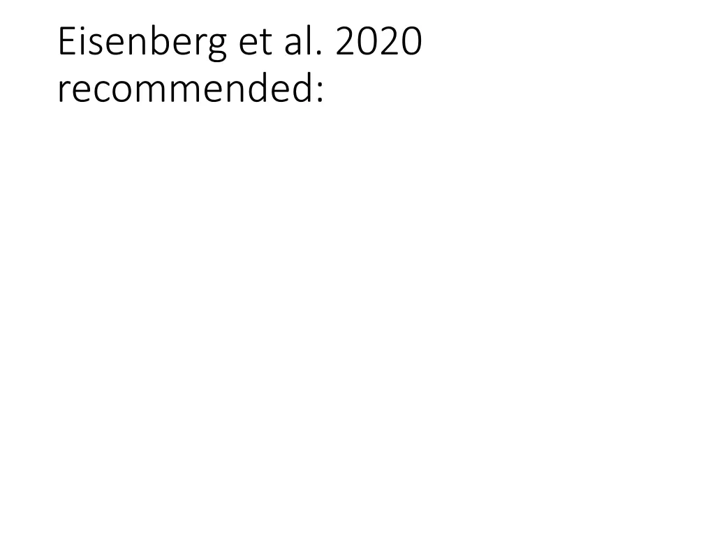 eisenberg et al 2020 recommended