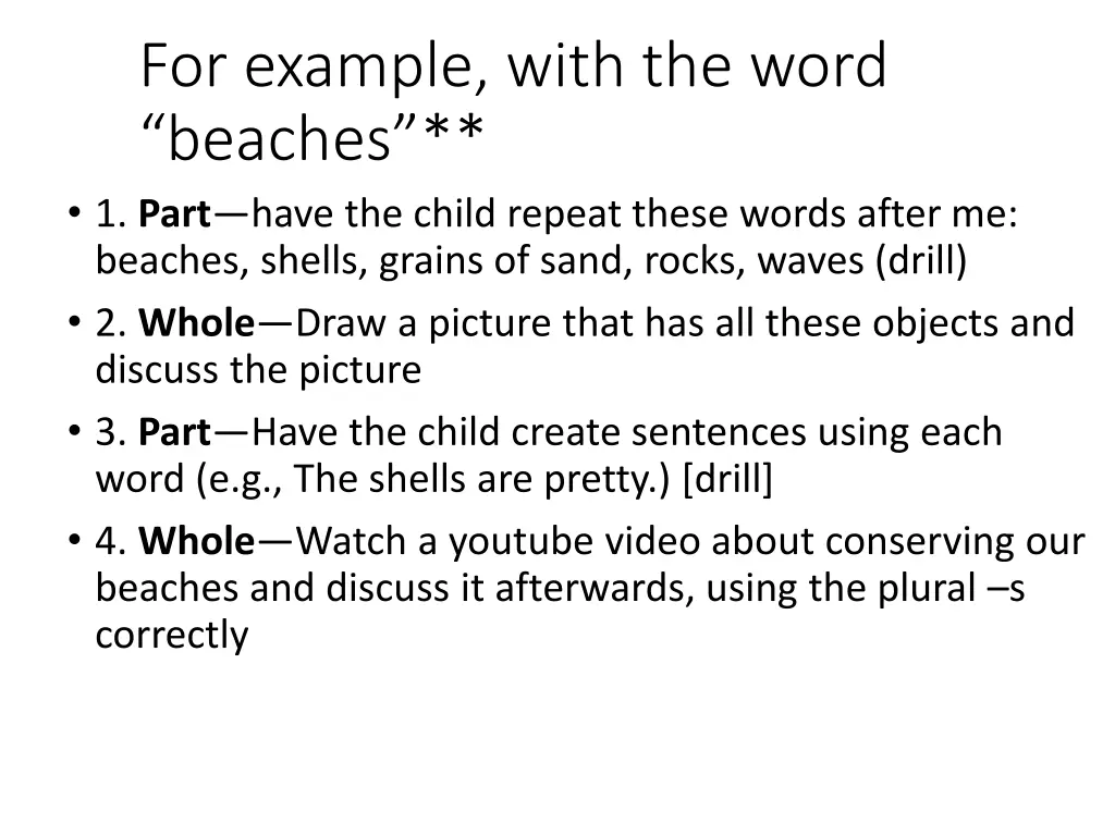 for example with the word beaches 1 part have