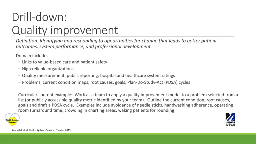 drill down quality improvement definition