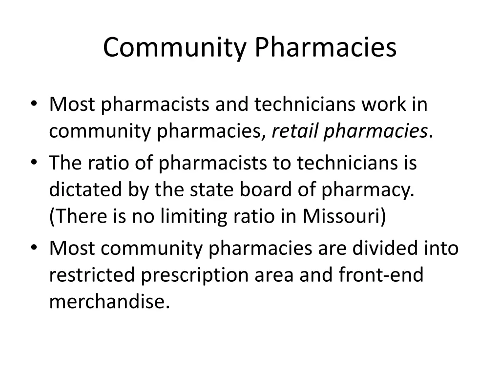 community pharmacies