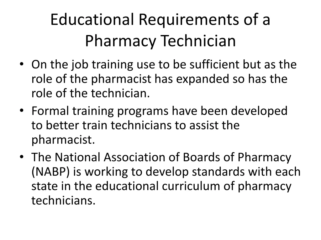 educational requirements of a pharmacy technician