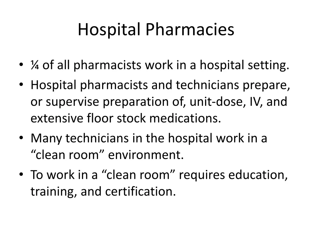 hospital pharmacies