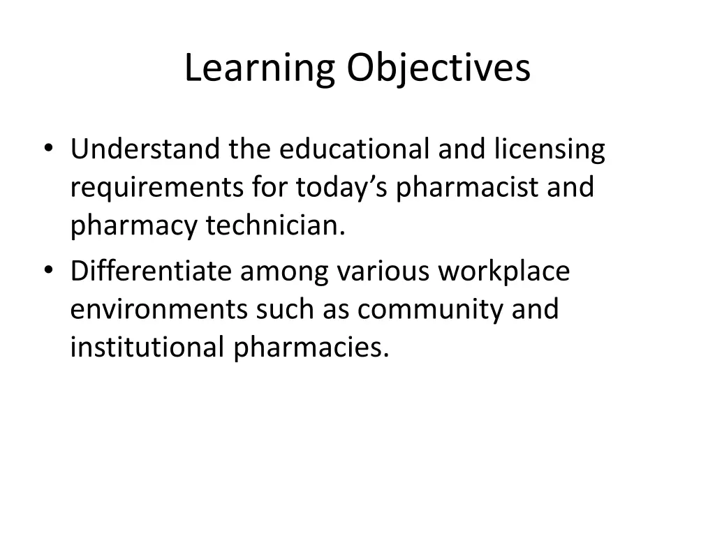 learning objectives 1