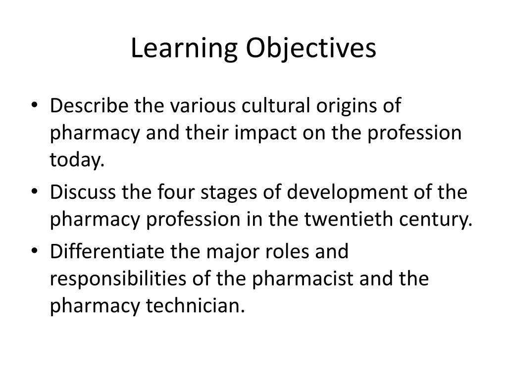 learning objectives