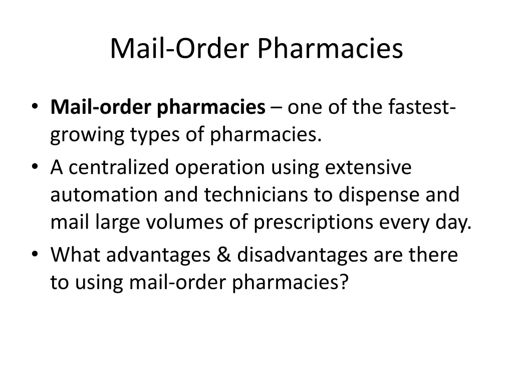 mail order pharmacies