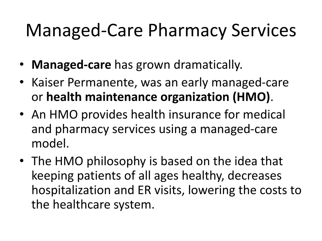 managed care pharmacy services