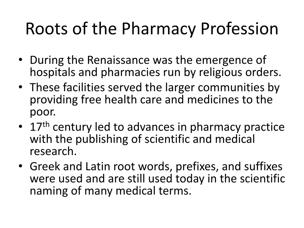 roots of the pharmacy profession 2