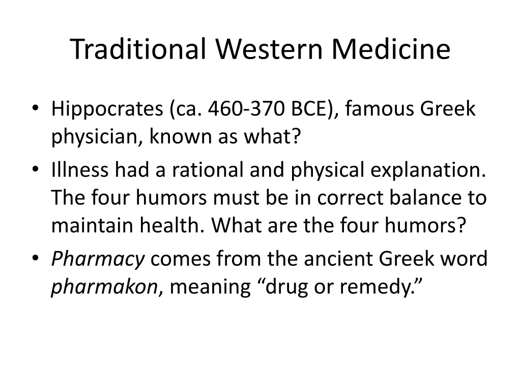 traditional western medicine