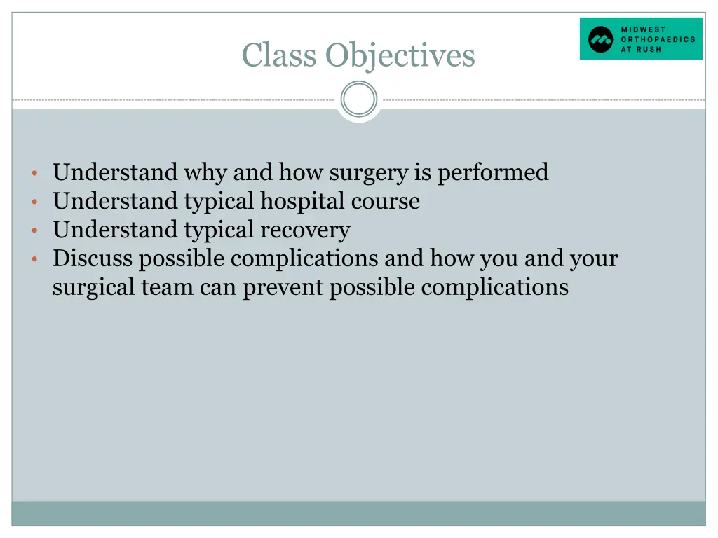 class objectives