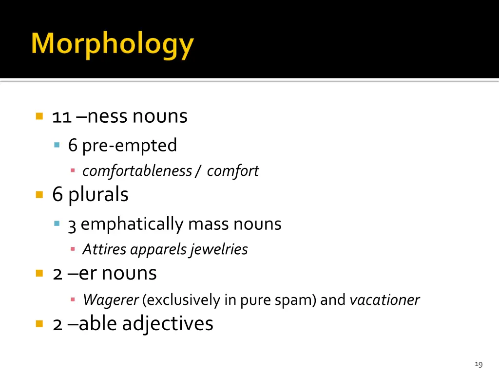 11 ness nouns 6 pre empted comfortableness