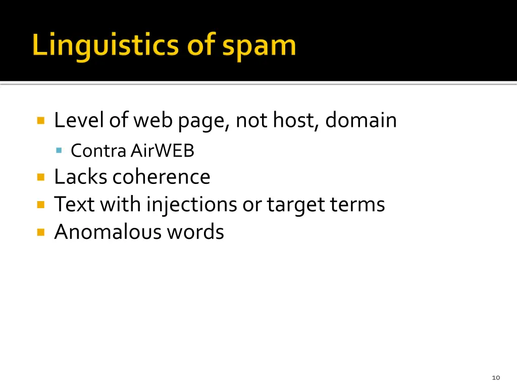 level of web page not host domain contra airweb