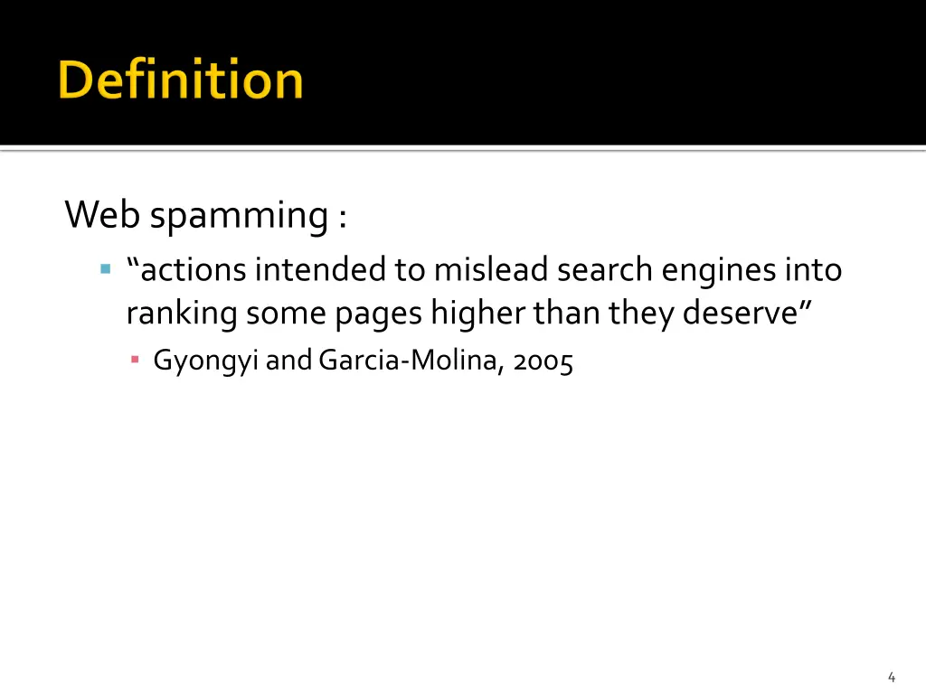 web spamming actions intended to mislead search