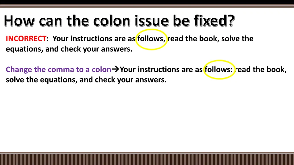 how can the colon issue be fixed