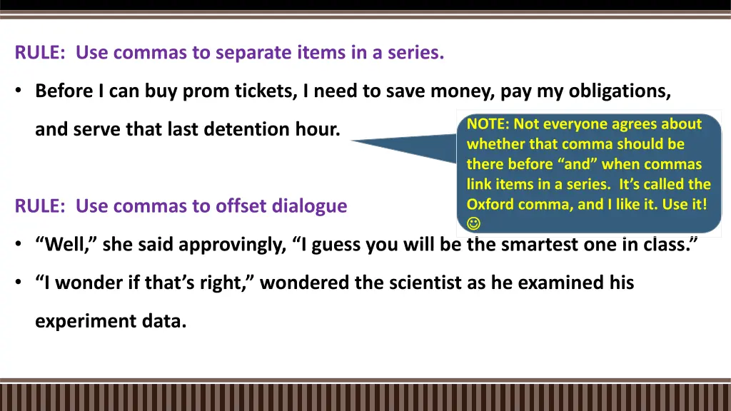 rule use commas to separate items in a series