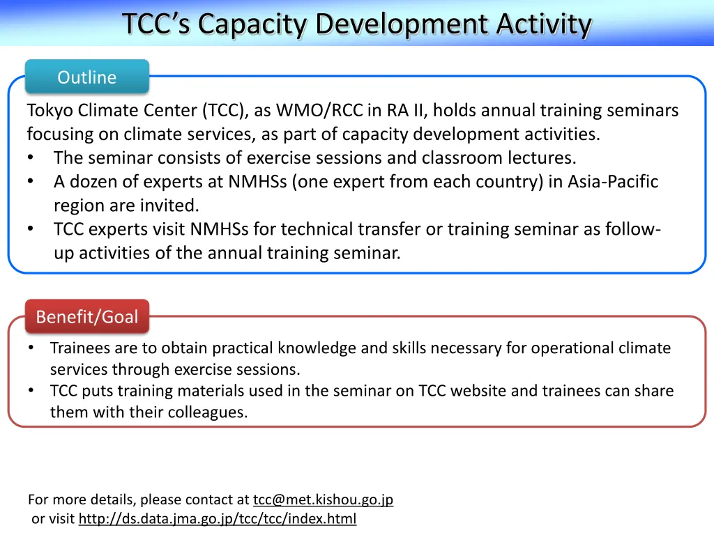 tcc s capacity development activity