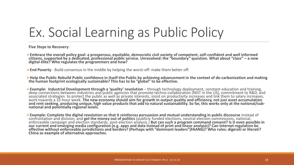 ex social learning as public policy