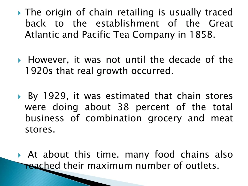 the origin of chain retailing is usually traced