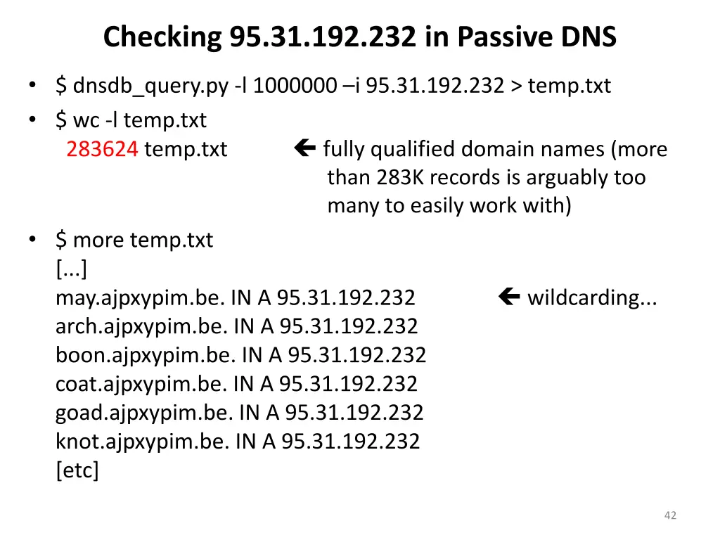 checking 95 31 192 232 in passive dns