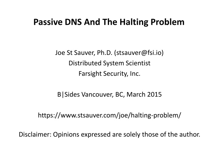 passive dns and the halting problem