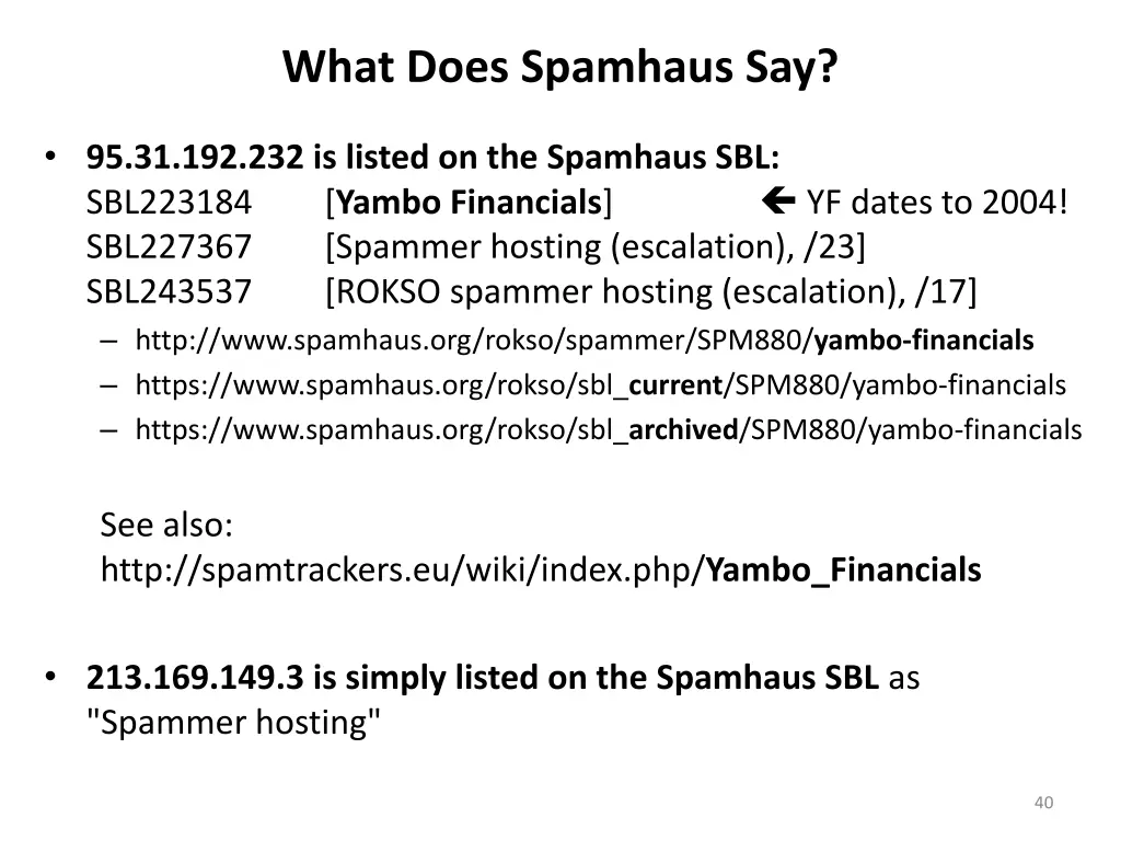 what does spamhaus say