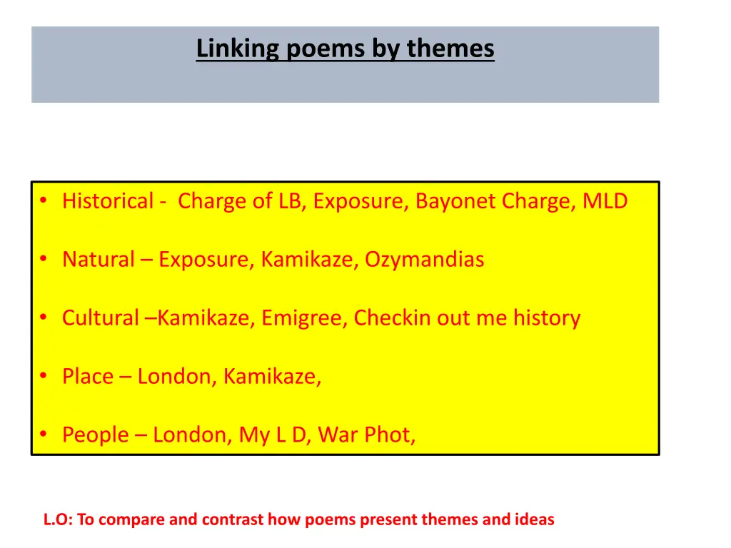 linking poems by themes