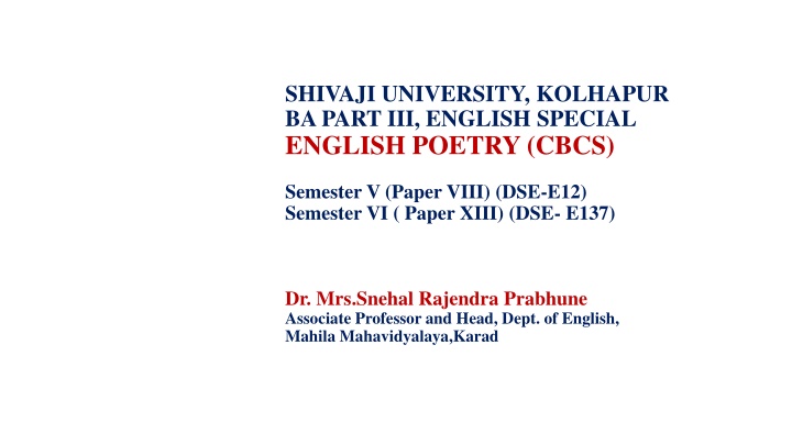 shivaji university kolhapur ba part iii english