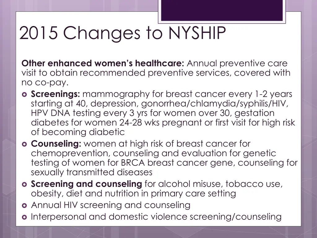 2015 changes to nyship 1