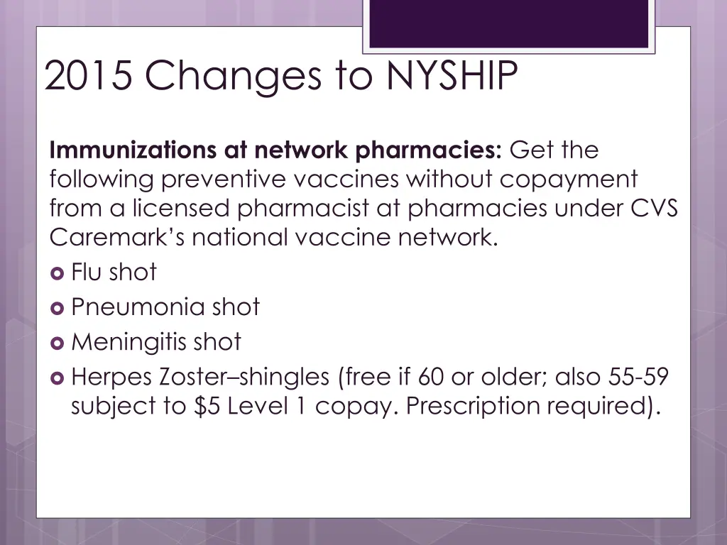 2015 changes to nyship 3