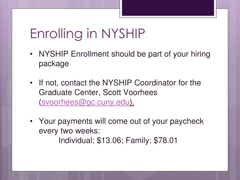 enrolling in nyship