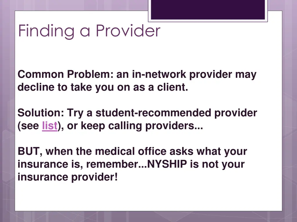 finding a provider 1