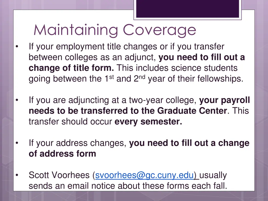 maintaining coverage if your employment title