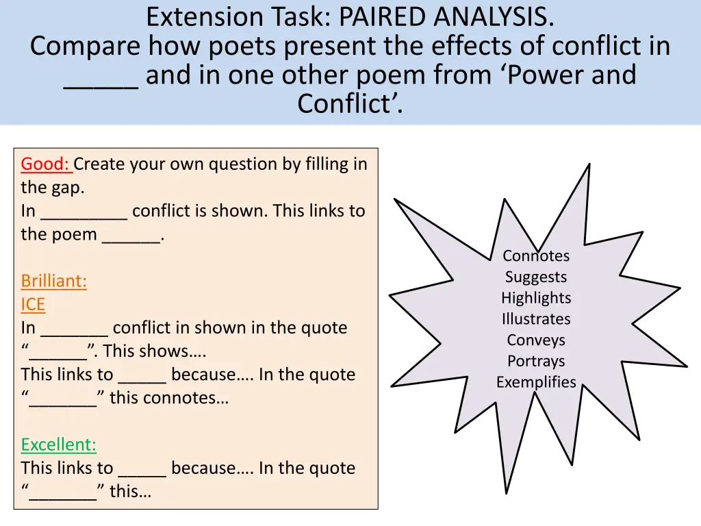 extension task paired analysis compare how poets