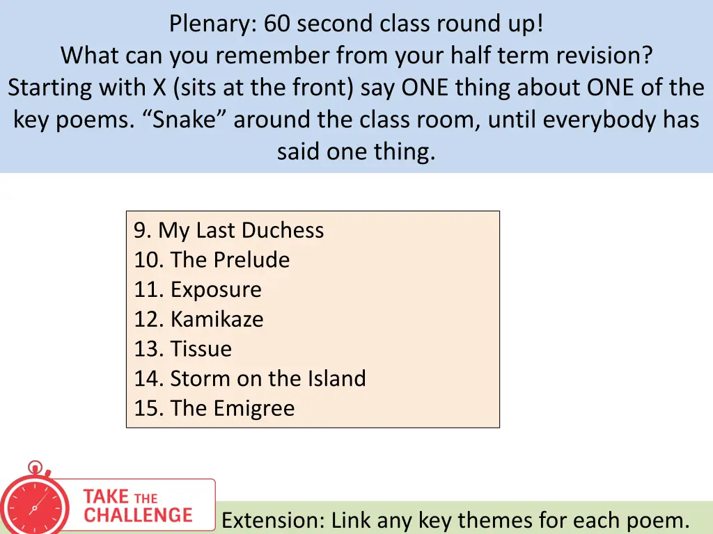 plenary 60 second class round up what 1