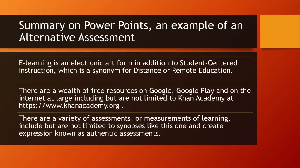 summary on power points an example