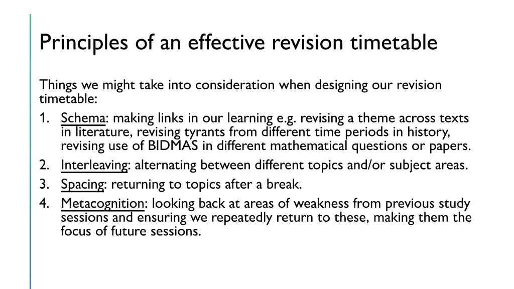 principles of an effective revision timetable