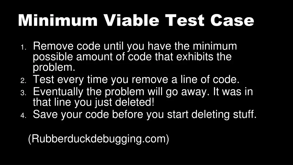 minimum viable test case