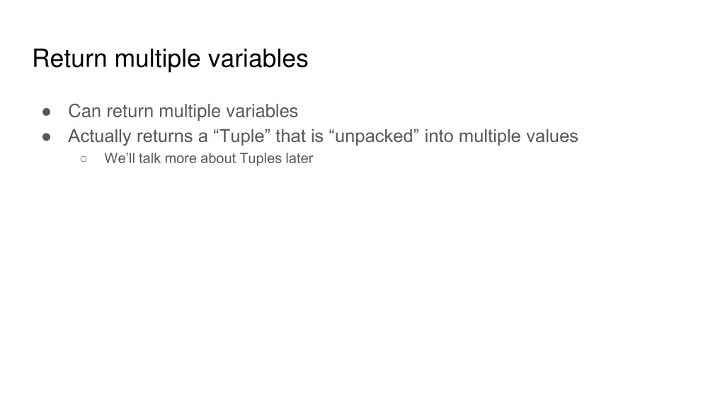 return multiple variables