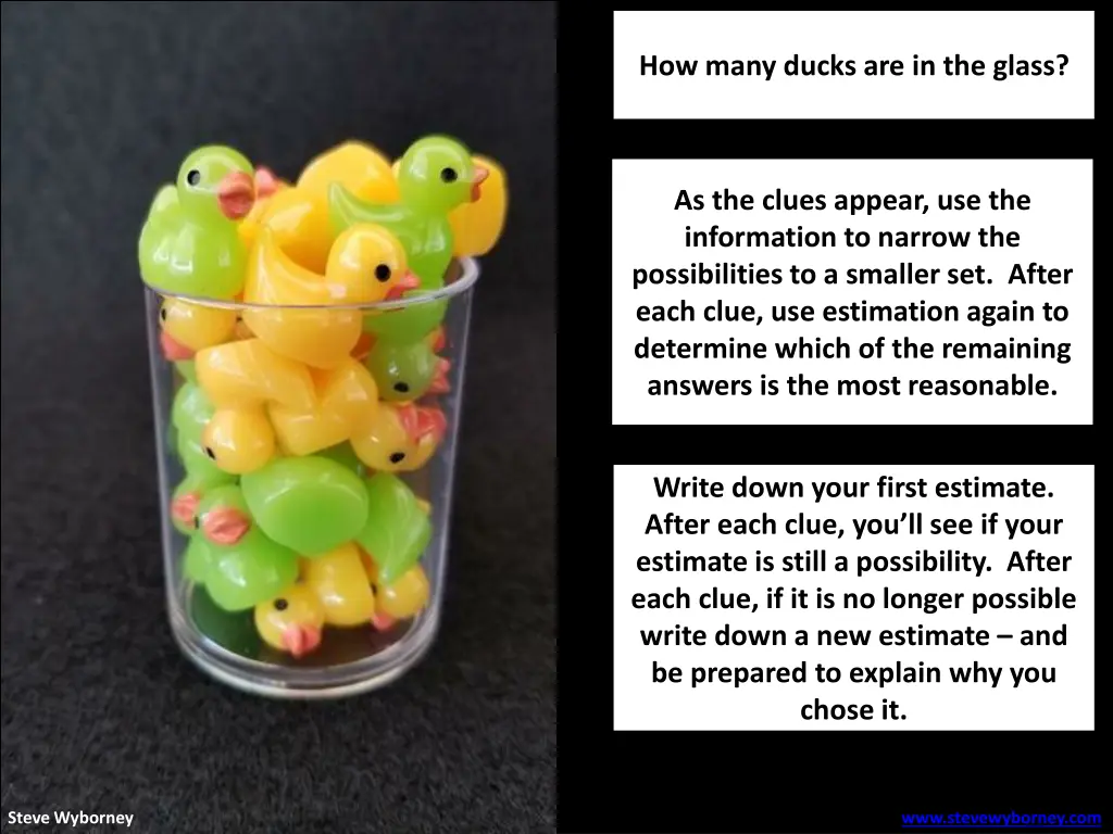 how many ducks are in the glass 1