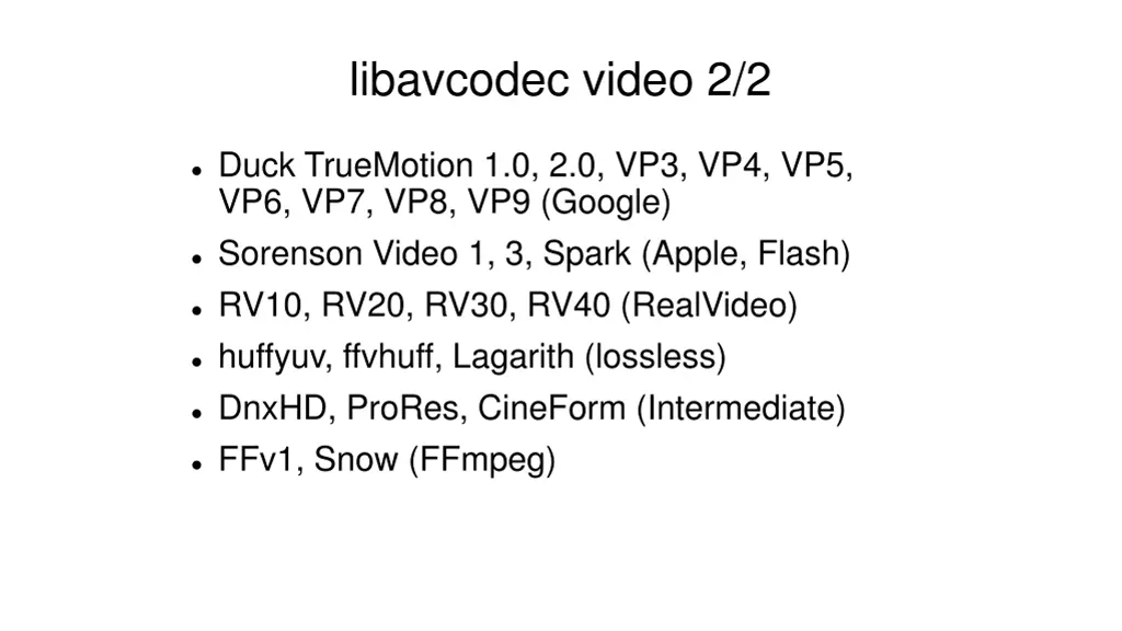 libavcodec video 2 2