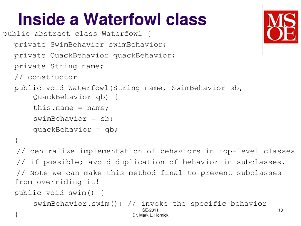 inside a waterfowl class public abstract class