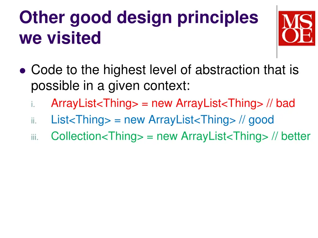 other good design principles we visited