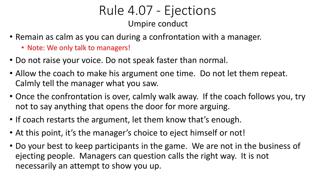 rule 4 07 ejections umpire conduct