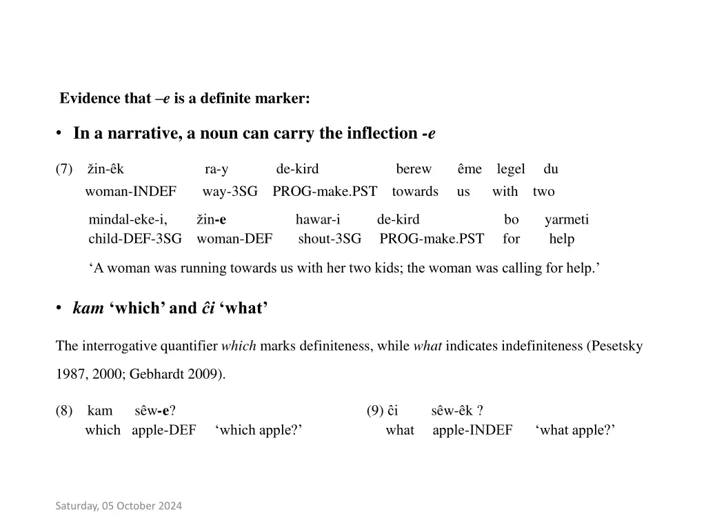 evidence that e is a definite marker