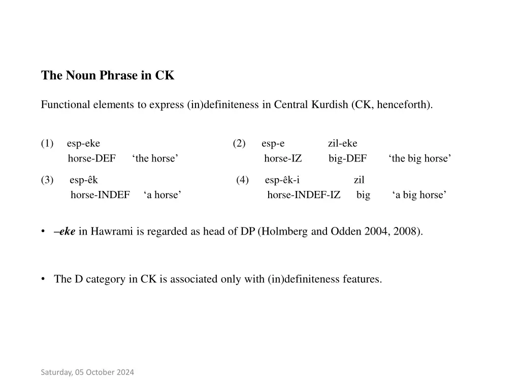 the noun phrase in ck