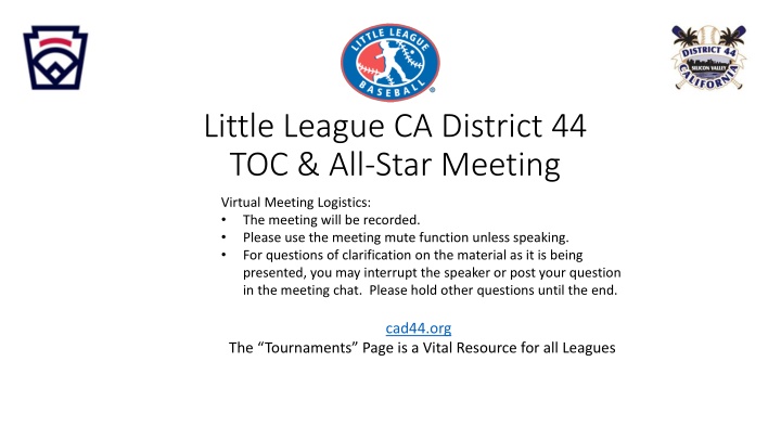 little league ca district 44 toc all star meeting