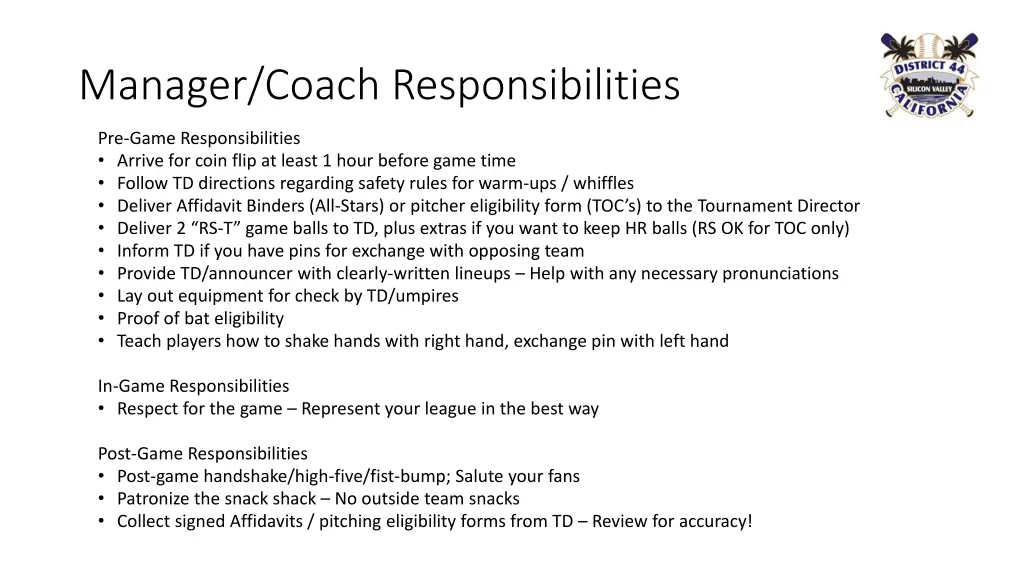 manager coach responsibilities