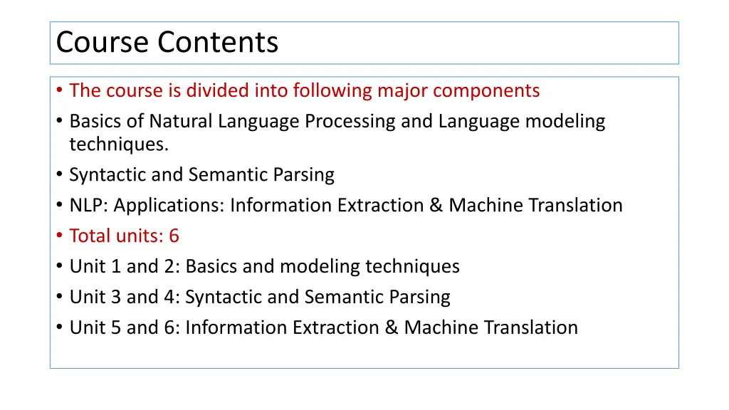 course contents