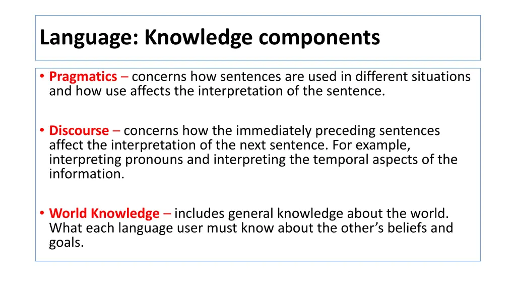 language knowledge components 1