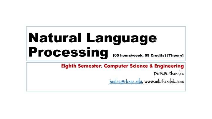 natural language processing 05 hours week