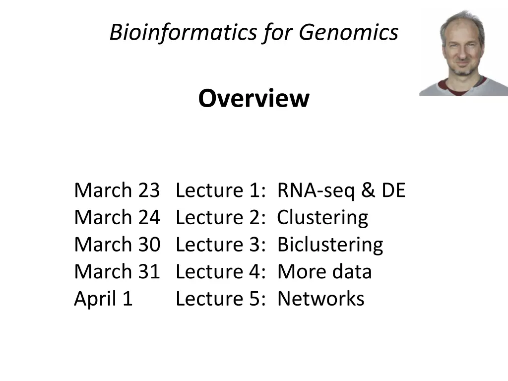 bioinformatics for genomics